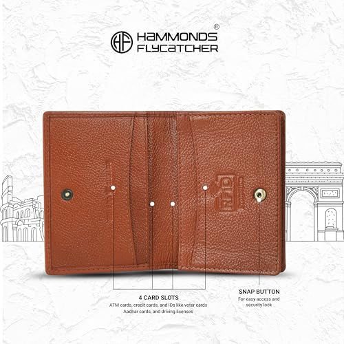 HAMMONDS FLYCATCHER Genuine Leather Card Holder Wallet for Man & Women, RFID Protected ATM/Credit Card Holder Wallet for Men with 4 Slots(Fits Upto 8 Cards), Gift for Men - Tan - Image 5