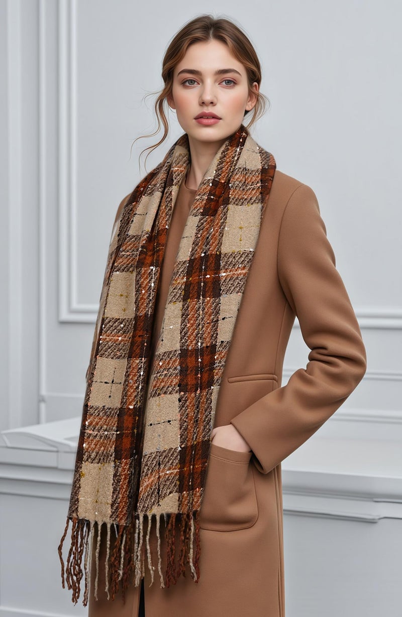 coclothy Scarf for Women - Winter Womens Long Plaid Scarf, Warm Pashmina Shawls and Wraps Fashion Cashmere Feel Blanket Scarves - Image 4