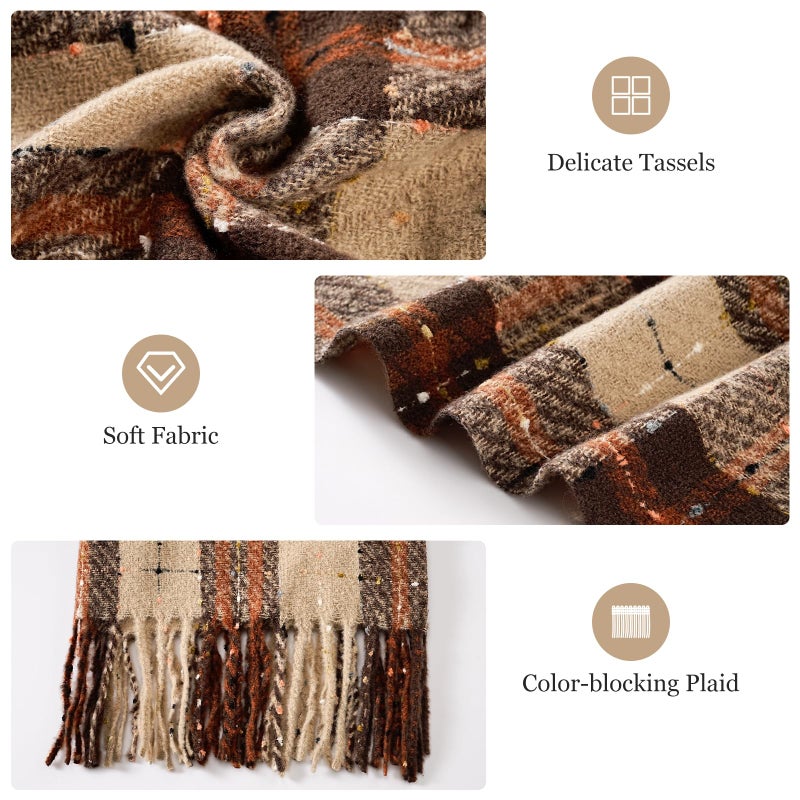 coclothy Scarf for Women - Winter Womens Long Plaid Scarf, Warm Pashmina Shawls and Wraps Fashion Cashmere Feel Blanket Scarves - Image 3