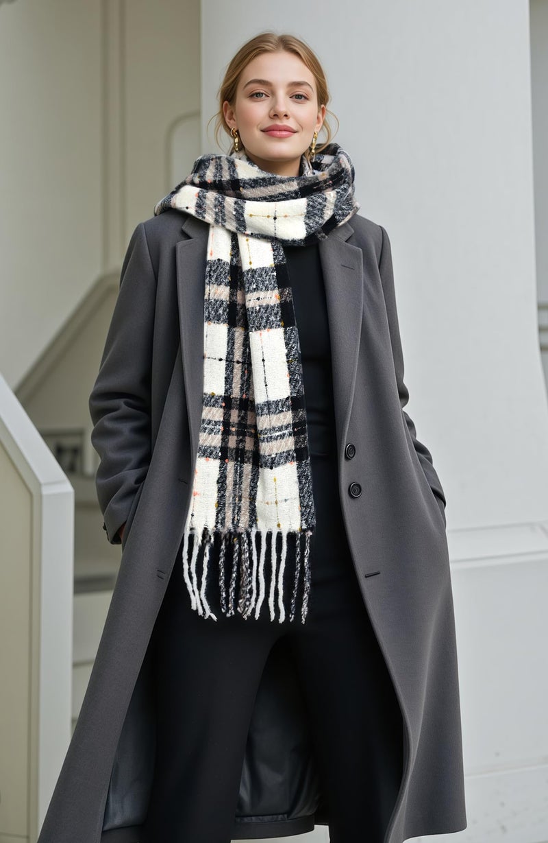 coclothy Scarf for Women - Winter Womens Long Plaid Scarf, Warm Pashmina Shawls and Wraps Fashion Cashmere Feel Blanket Scarves - Image 5