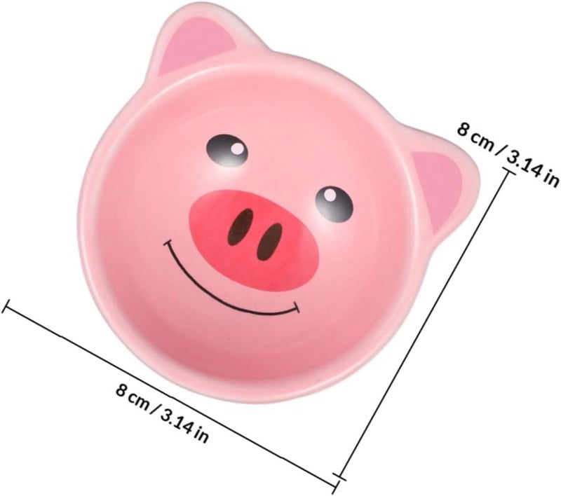 2pcs Ceramic Hamster Food Bowls Non-Spill Small Animal Pet Food Serving Bowls with Cartoon Animal Head Design for Hamsters and Small Pets - Image 2