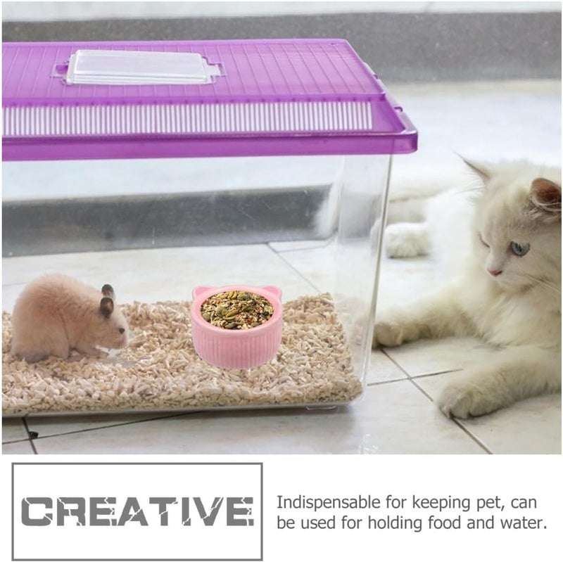 2pcs Ceramic Hamster Food Bowls Non-Spill Small Animal Pet Food Serving Bowls with Cartoon Animal Head Design for Hamsters and Small Pets - Image 3