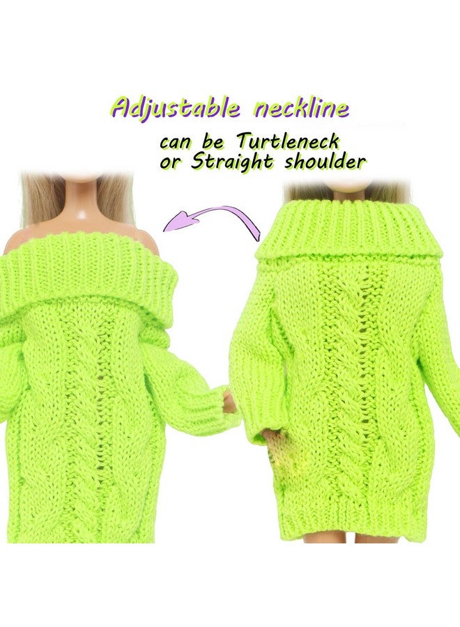 BJDBUS Winter Turtleneck Sweater Clothes For 11.5 Inch Girl Doll Accessories (Fluorescent Green) - Image 2