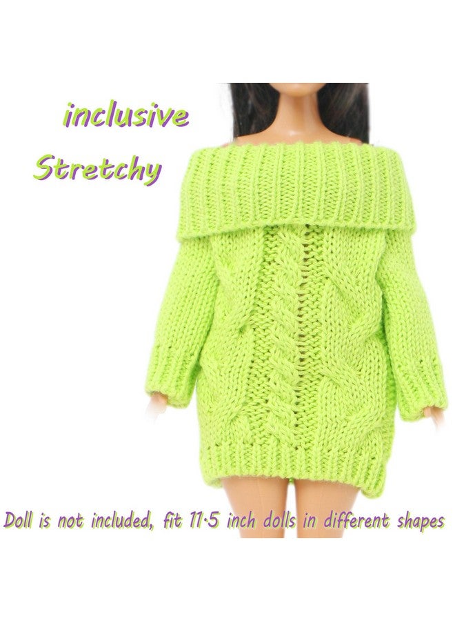 BJDBUS Winter Turtleneck Sweater Clothes For 11.5 Inch Girl Doll Accessories (Fluorescent Green) - Image 4