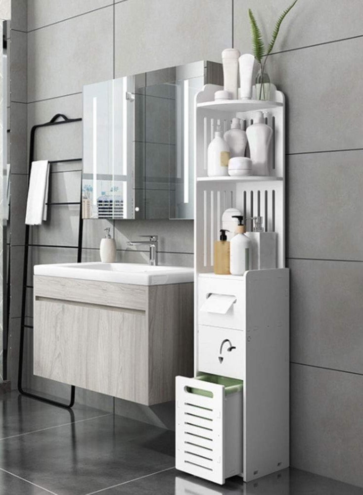 FFD Bathroom Stand Wooden Bathroom Rack Bamboo Bathroom Shelf Bamboo Storage Shelves Shelving Unite Free Standing Storage Rack Corner Shelf Bathroom Storage Cabinet Flower Stand Book Shelf  - Image 1