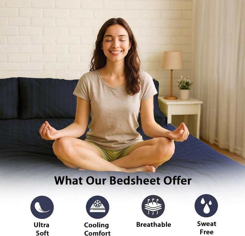 MOONCEE 6Pcs Bed Sheet King Size Set With Duvet Cover 220x240 Microfiber Bed Sheets Bedding Set Includes 1 Fitted Sheet, 1 Quilt Cover & 4 Pillows Cases (Royal Blue, 6Pcs Duvet Cover Set- King) - Image 2