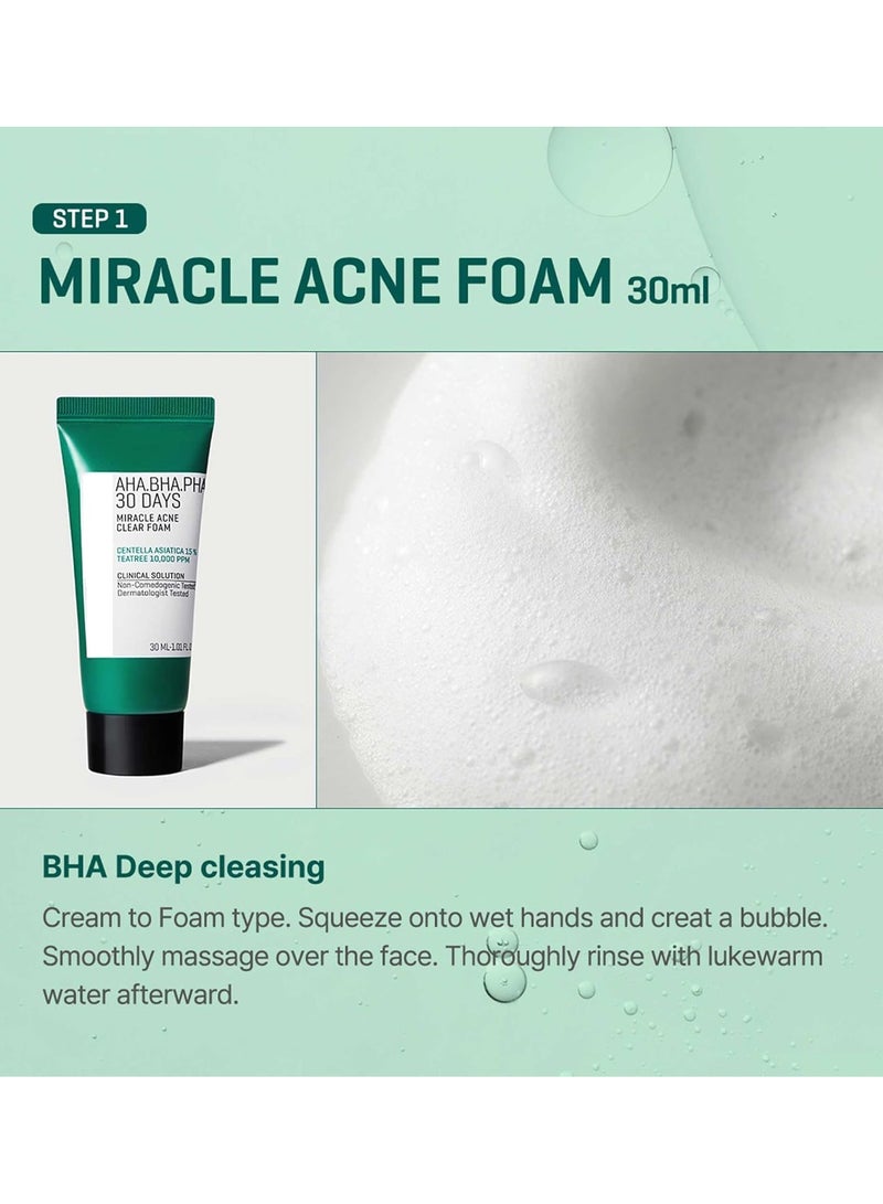 DubaiGallery AHA BHA PHA 30Days Miracle AC SOS Kit | Includes Toner 1.01Oz + Serum 0.33Oz + Cream 0.7Oz + Foam 1.01Oz | Mild Exfoliating Daily Skin Care Set For Skin Wastes, Sebum, Oiliness Care - Image 3