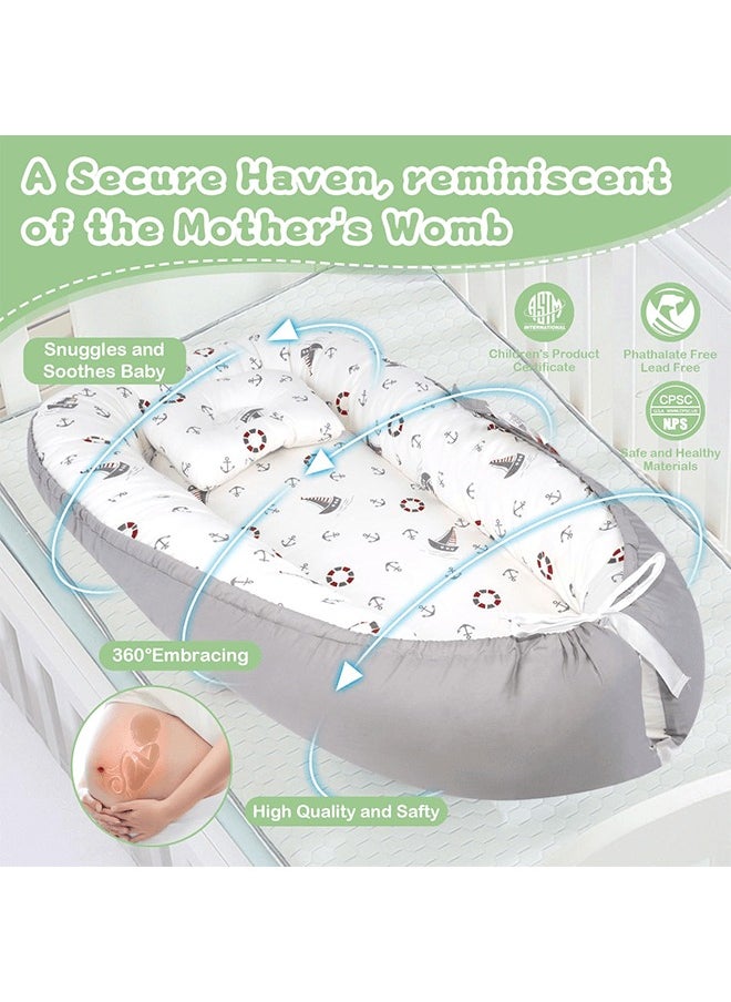 Riolio Baby Lounger, Foldable Baby Nest, Sleeping Baby Cradle with 100% Cotton Portable Pressure Protection Crib, Suitable for Bedroom/Travel/Camping (with Pillow and Quilt)  - Image 2
