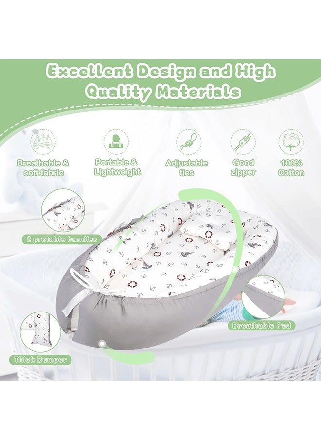 Riolio Baby Lounger, Foldable Baby Nest, Sleeping Baby Cradle with 100% Cotton Portable Pressure Protection Crib, Suitable for Bedroom/Travel/Camping (with Pillow and Quilt)  - Image 3