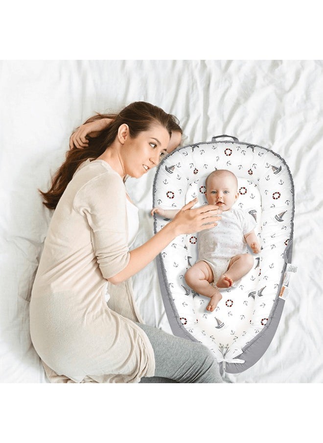 Riolio Baby Lounger, Foldable Baby Nest, Sleeping Baby Cradle with 100% Cotton Portable Pressure Protection Crib, Suitable for Bedroom/Travel/Camping (with Pillow and Quilt)  - Image 5