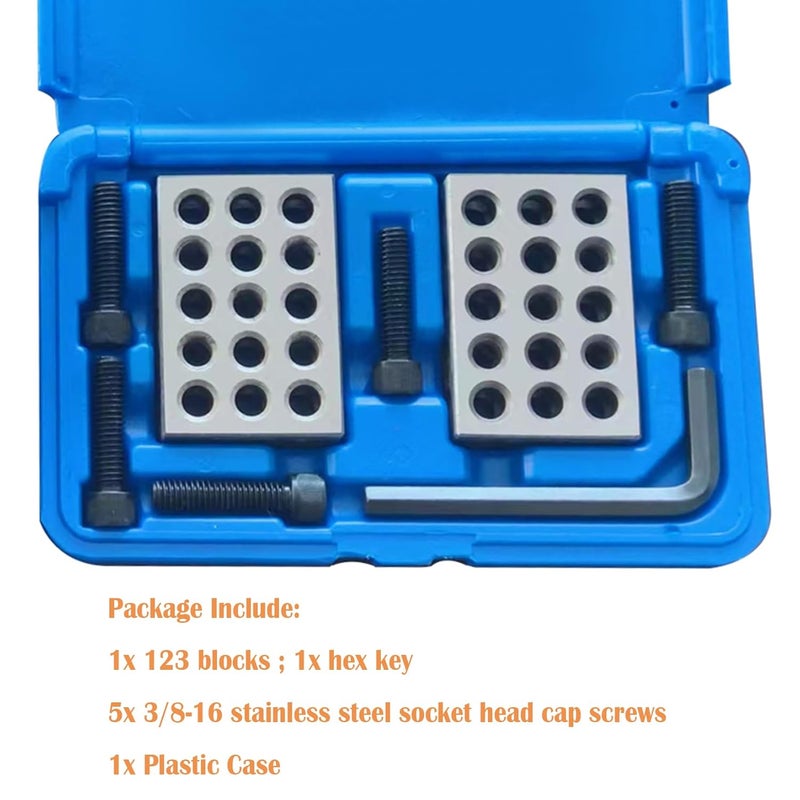 findmall 1 x 2 x 3 Inch Blocks 0.0001 Accuracy 1 x 2 x 3 Blocks Set 23 Hole with Screws Hex Key Plastic Case - Image 5