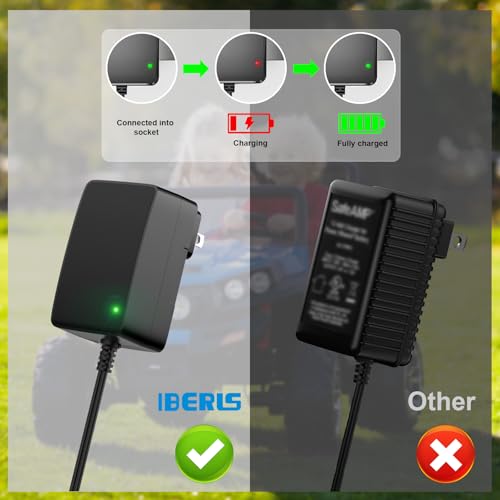 IBERLS for Power Wheels 12 Volt Battery Charger for P ower Wheel Gray, Replacement Fisher Price 12V Adapter Cord, Light, 6.5FT - Image 3