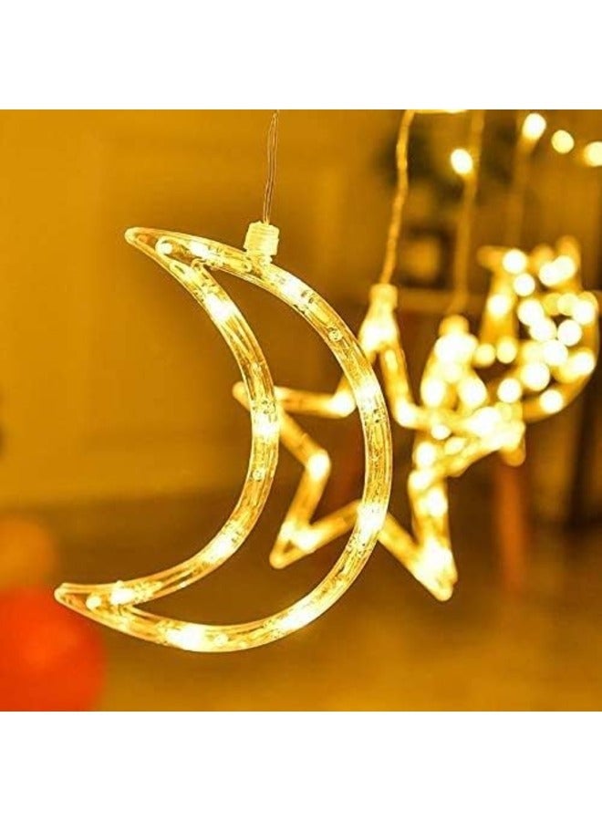 AMGREEN Led String Lights Stars Shaped And Moon Curtain Decorative Lights Holiday Decoration Ramadan Gift - Image 2