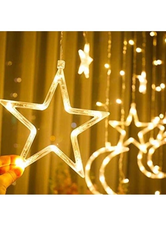 AMGREEN Led String Lights Stars Shaped And Moon Curtain Decorative Lights Holiday Decoration Ramadan Gift - Image 4