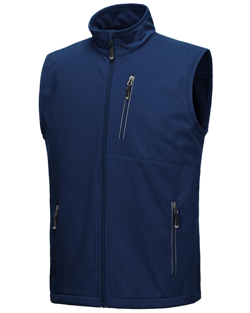 33,000ft Men's Windproof Lightweight Golf Vest Outerwear with Pockets, Softshell Sleeveless Jacket for Running Hiking Sports - Image 1