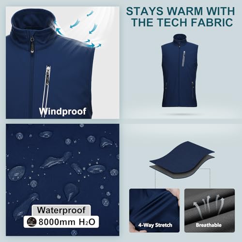 33,000ft Men's Windproof Lightweight Golf Vest Outerwear with Pockets, Softshell Sleeveless Jacket for Running Hiking Sports - Image 4