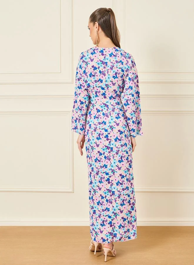 Styli Floral Knot Midi Dress