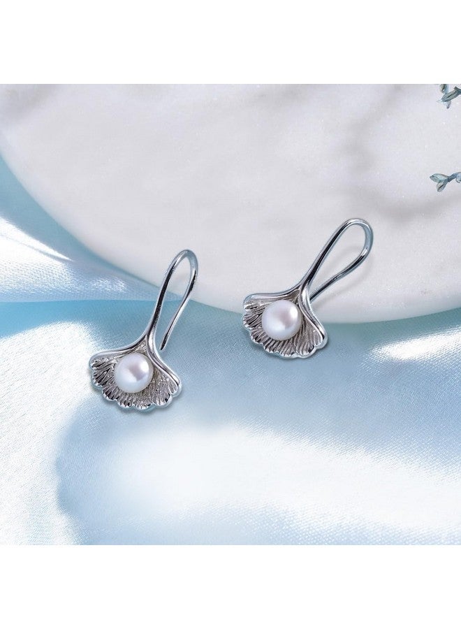 ZAVYA 925 Sterling Silver Designer Rhodium Plated Pearl Stud Earrings for Women | Stylish Silver Jewellery | Gift Women & Girls | With Certificate of Authenticity and 925 Hallmark - Image 2