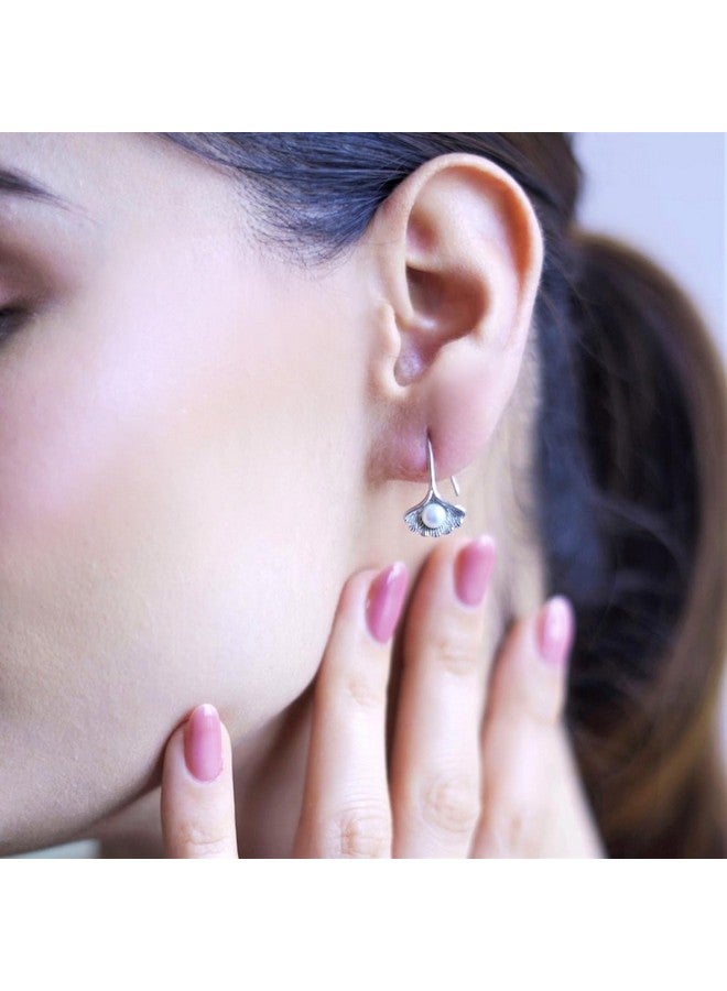 ZAVYA 925 Sterling Silver Designer Rhodium Plated Pearl Stud Earrings for Women | Stylish Silver Jewellery | Gift Women & Girls | With Certificate of Authenticity and 925 Hallmark - Image 3