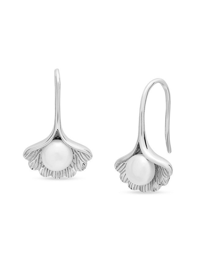 ZAVYA 925 Sterling Silver Designer Rhodium Plated Pearl Stud Earrings for Women | Stylish Silver Jewellery | Gift Women & Girls | With Certificate of Authenticity and 925 Hallmark - Image 1