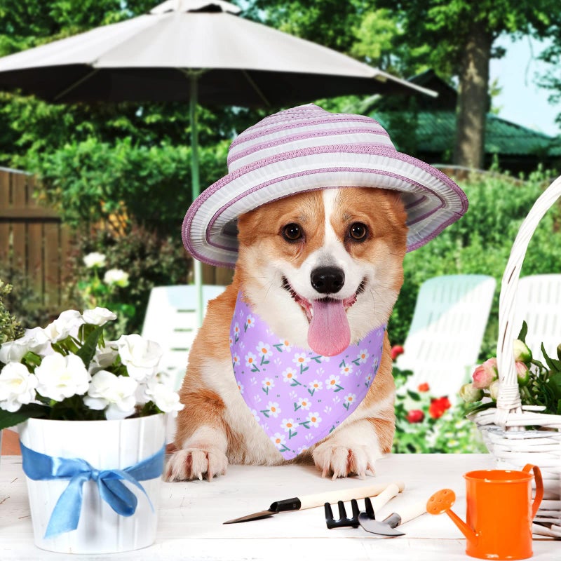 Eccliy 30 Pack Flower Dog Bandanas Bulk Spring Dog Scarfs Summer Head Wrap Soft Triangle Polyester Bandana Pet Costume Cute Bibs with Flowers Patterns for Female Male Small Medium Large - Image 3