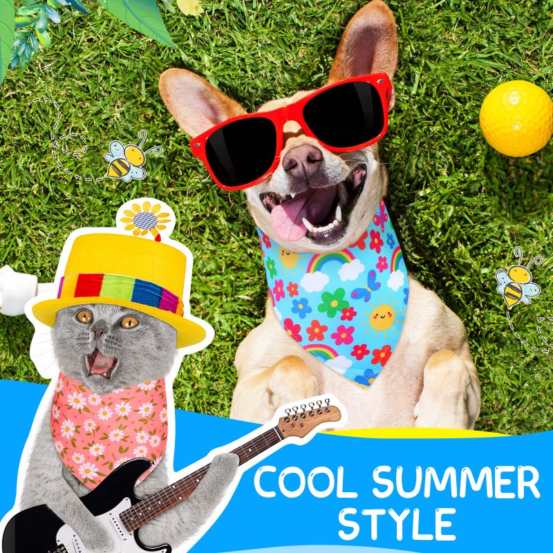 Eccliy 30 Pack Flower Dog Bandanas Bulk Spring Dog Scarfs Summer Head Wrap Soft Triangle Polyester Bandana Pet Costume Cute Bibs with Flowers Patterns for Female Male Small Medium Large - Image 4