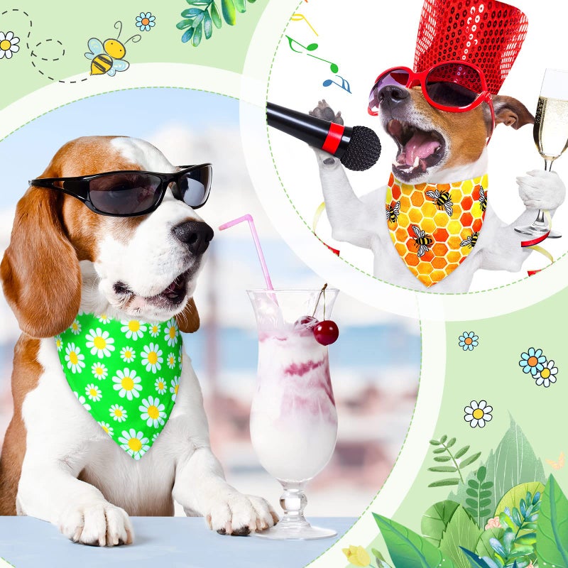 Eccliy 30 Pack Flower Dog Bandanas Bulk Spring Dog Scarfs Summer Head Wrap Soft Triangle Polyester Bandana Pet Costume Cute Bibs with Flowers Patterns for Female Male Small Medium Large - Image 5