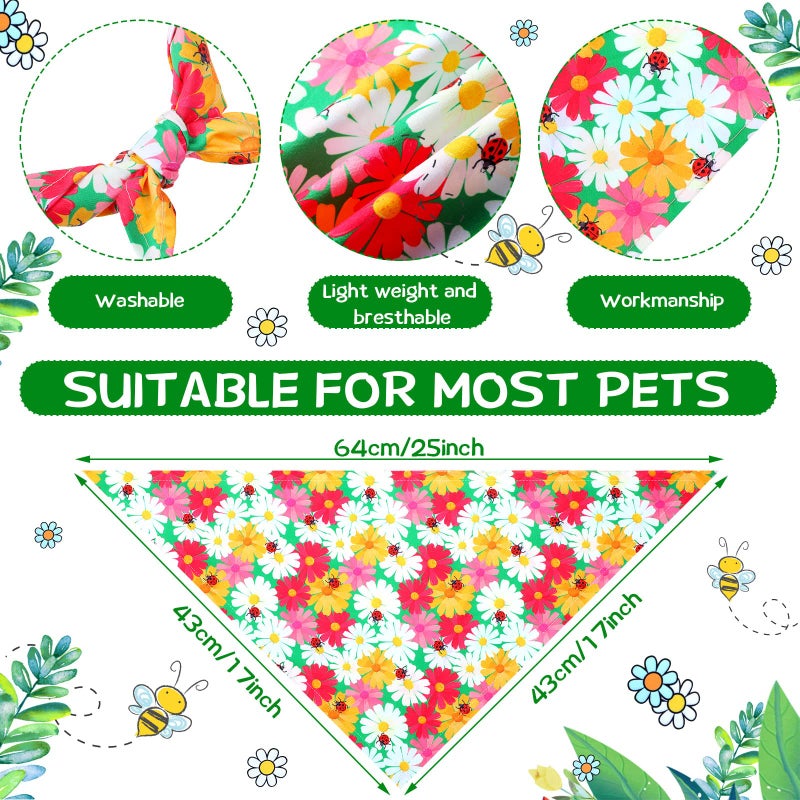 Eccliy 30 Pack Flower Dog Bandanas Bulk Spring Dog Scarfs Summer Head Wrap Soft Triangle Polyester Bandana Pet Costume Cute Bibs with Flowers Patterns for Female Male Small Medium Large - Image 2