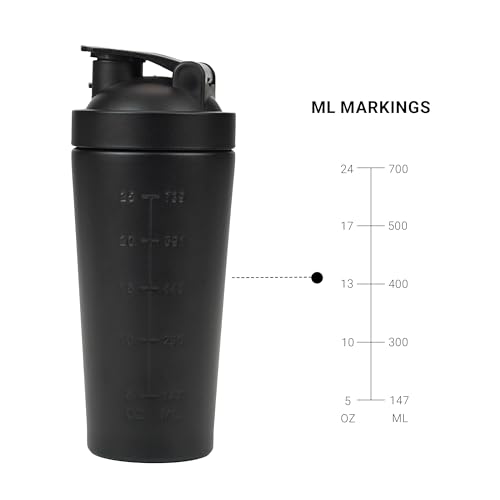 MuscleBlaze Stainless Steel Gym Shaker (Black, 700ml) - Image 2