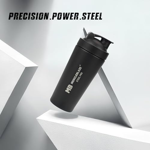 MuscleBlaze Stainless Steel Gym Shaker (Black, 700ml) - Image 3