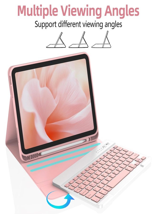 KBCASE for iPad Air 11 inch (M3/M2) 2025/2024 Case with Keyboard, Keyboard Case for iPad Air 5th/4th Gen/for iPad Pro 11 2018, Detachable Wireless Keyboard Tablet Case with Pencil Holder(Light Pink) - Image 5