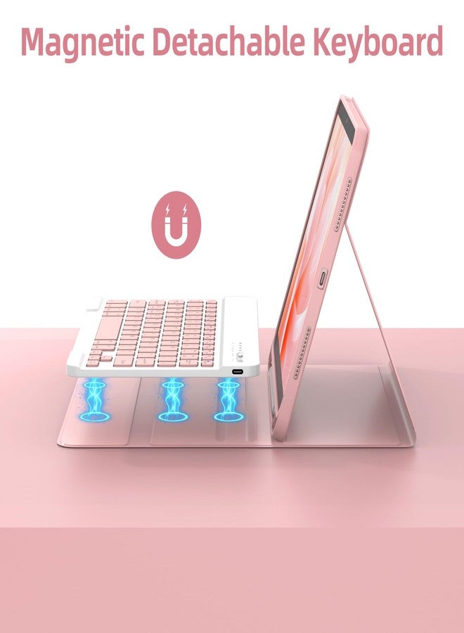 KBCASE for iPad Air 11 inch (M3/M2) 2025/2024 Case with Keyboard, Keyboard Case for iPad Air 5th/4th Gen/for iPad Pro 11 2018, Detachable Wireless Keyboard Tablet Case with Pencil Holder(Light Pink) - Image 3