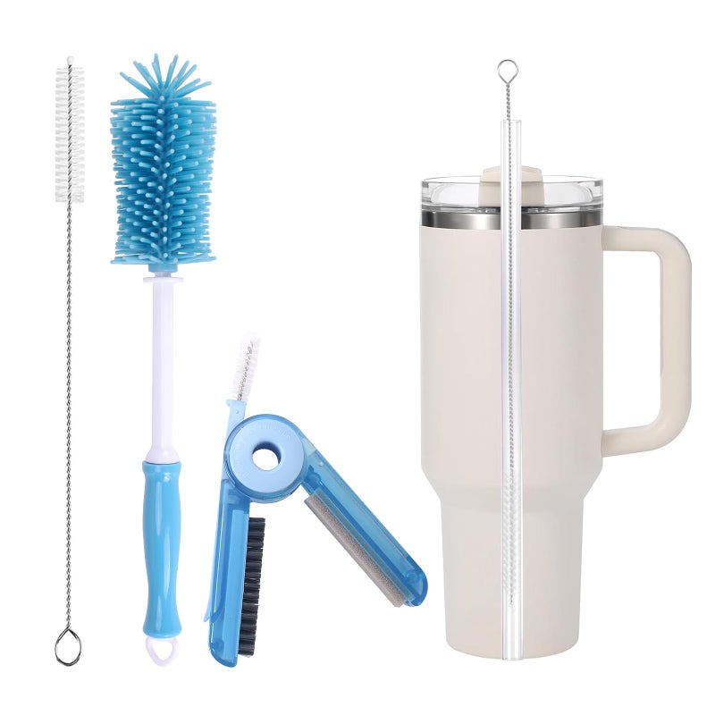 KEUYE 3 Pack Cup Cleaning Kit Compatible with StanleyMultipurpose Cup Cleaner Kit with Extra Long Nylon Straw Brush Cleaner3 in 1 Bottle Gap Cleaner and Long Handle Silicone Brush Cleaner