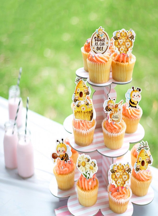 Ercadio 40 Pack Edible Bee Cupcake Toppers Honeycomb Bee Cupcake Picks Sweet as can Bee Spring Flower bees Cake Toppers for Bee Theme Birthday Baby Shower Party Kids Cake Decor Supplies - Image 5