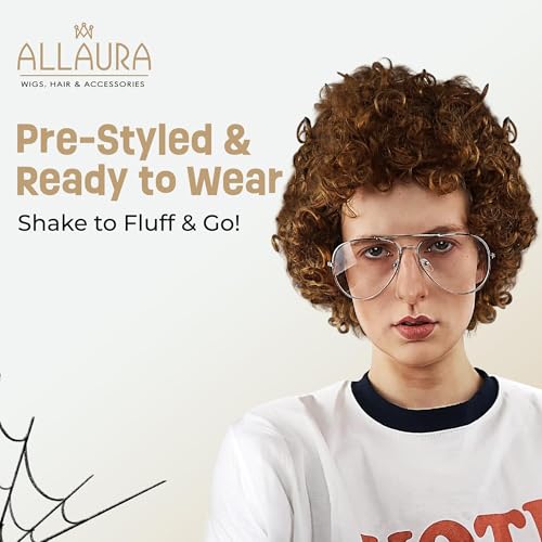 ALLAURA Compatible with Napoleon Dynamite Wig – Pedro Costume Set with Glasses & Brown Afro Nerd Hair for Adults – Funny 80s Halloween Outfit, Retro Cosplay, Movie-Inspired Party or Couples Costume - Image 3
