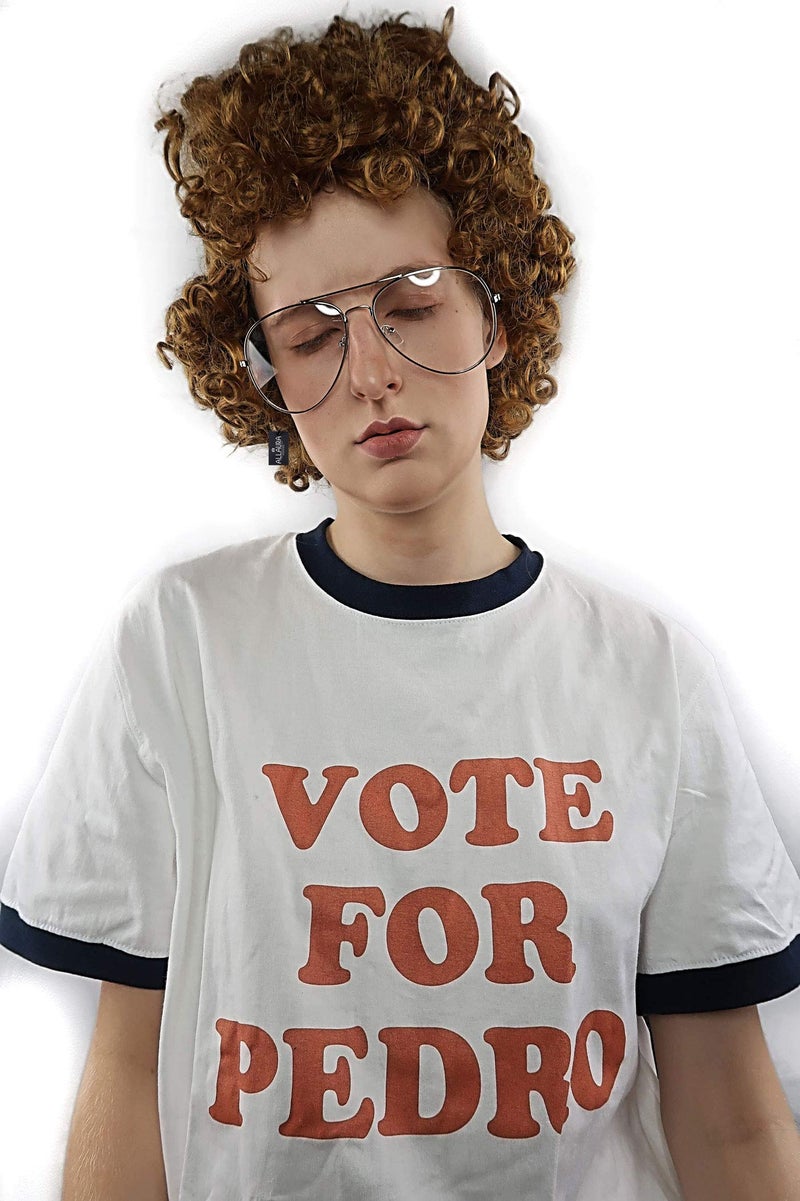 ALLAURA Compatible with Napoleon Dynamite Wig – Pedro Costume Set with Glasses & Brown Afro Nerd Hair for Adults – Funny 80s Halloween Outfit, Retro Cosplay, Movie-Inspired Party or Couples Costume - Image 5