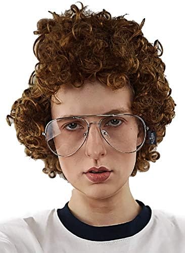 ALLAURA Compatible with Napoleon Dynamite Wig – Pedro Costume Set with Glasses & Brown Afro Nerd Hair for Adults – Funny 80s Halloween Outfit, Retro Cosplay, Movie-Inspired Party or Couples Costume - Image 1