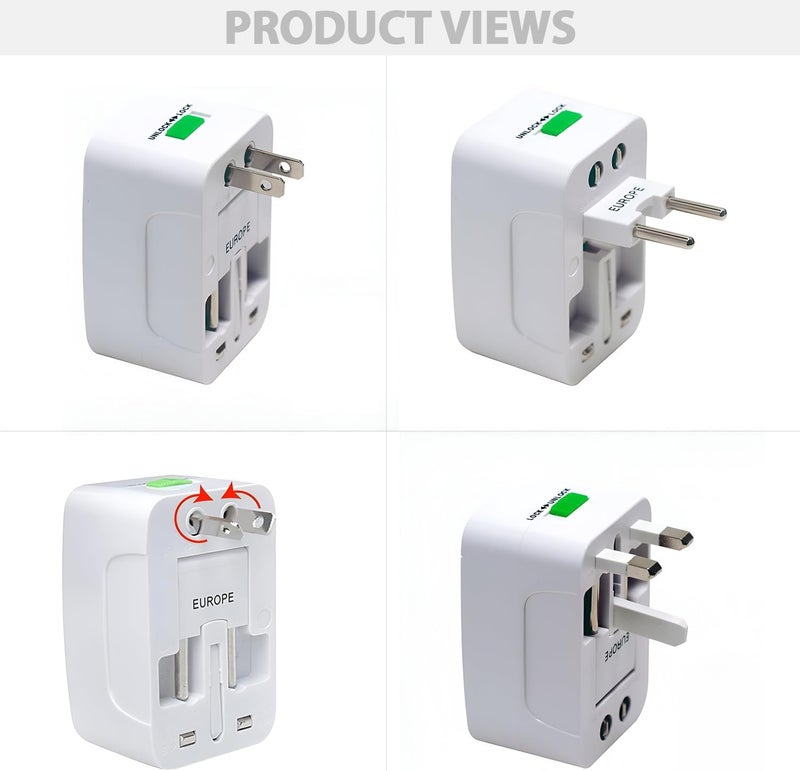 GIGAWATTS Universal Travel Adapter All in One Portable Multipurpose and Multi Type Worldwide Power Outlet for International Travelling Compatible in 150+ Countries (Pack of 1, White) - Image 3