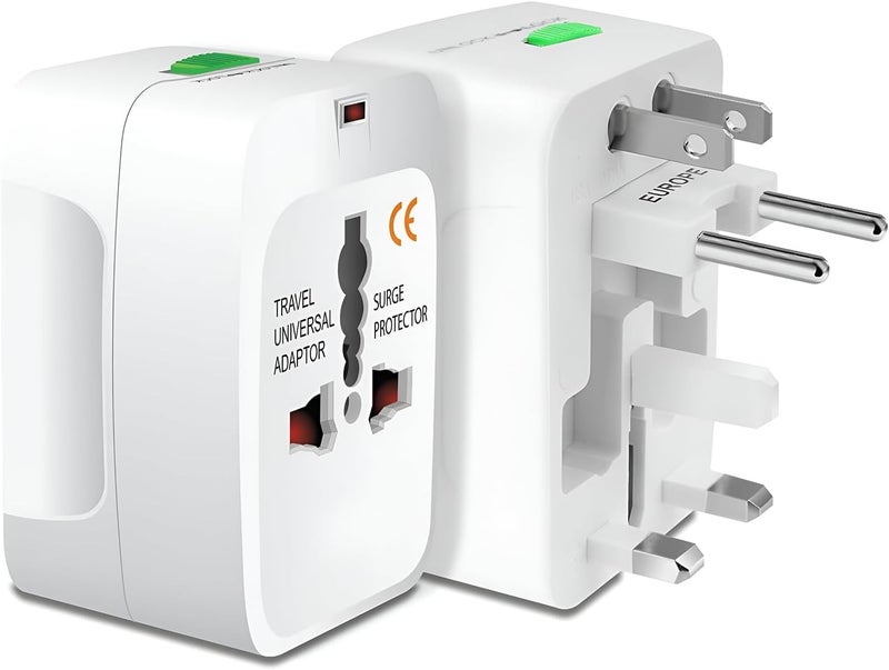 GIGAWATTS Universal Travel Adapter All in One Portable Multipurpose and Multi Type Worldwide Power Outlet for International Travelling Compatible in 150+ Countries (Pack of 1, White) - Image 1