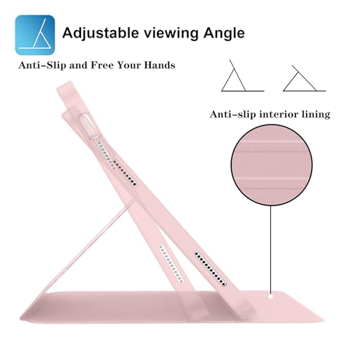 Supveco Case for iPad (A16) 11th Generation 11 inch (2025),iPad 10th Generation 10.9 inch (2022) with Pencil Holder-[Auto Wake/Sleep],Premium Folio Stand Case with Soft TPU Back Cover-Pink - Image 5