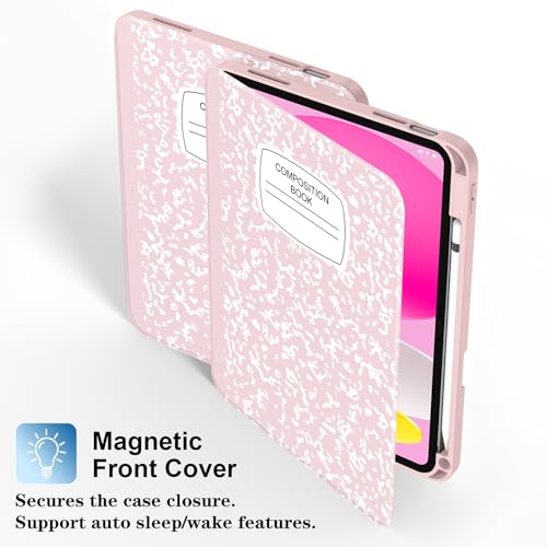 Supveco Case for iPad (A16) 11th Generation 11 inch (2025),iPad 10th Generation 10.9 inch (2022) with Pencil Holder-[Auto Wake/Sleep],Premium Folio Stand Case with Soft TPU Back Cover-Pink - Image 4