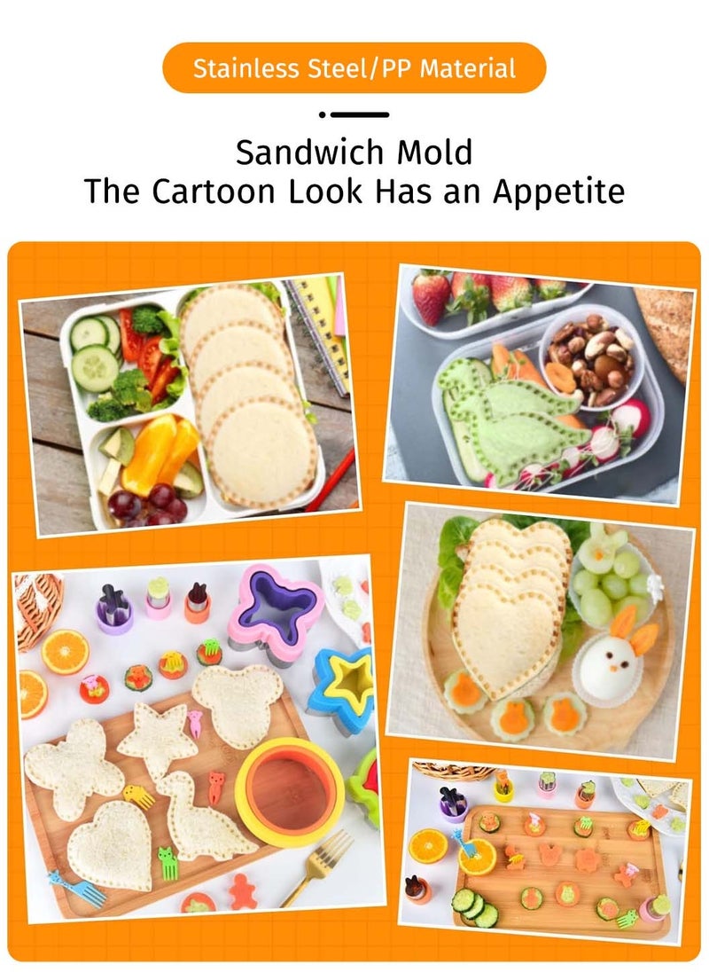 LEOKOR 36 Pcs Sandwich Cookie Cutters Set,Food Grade Stainless Steel Cutter Set With Different Shapes, DIY Sandwich Mold Cutters Lunch Box Mold for Kids  - Image 3