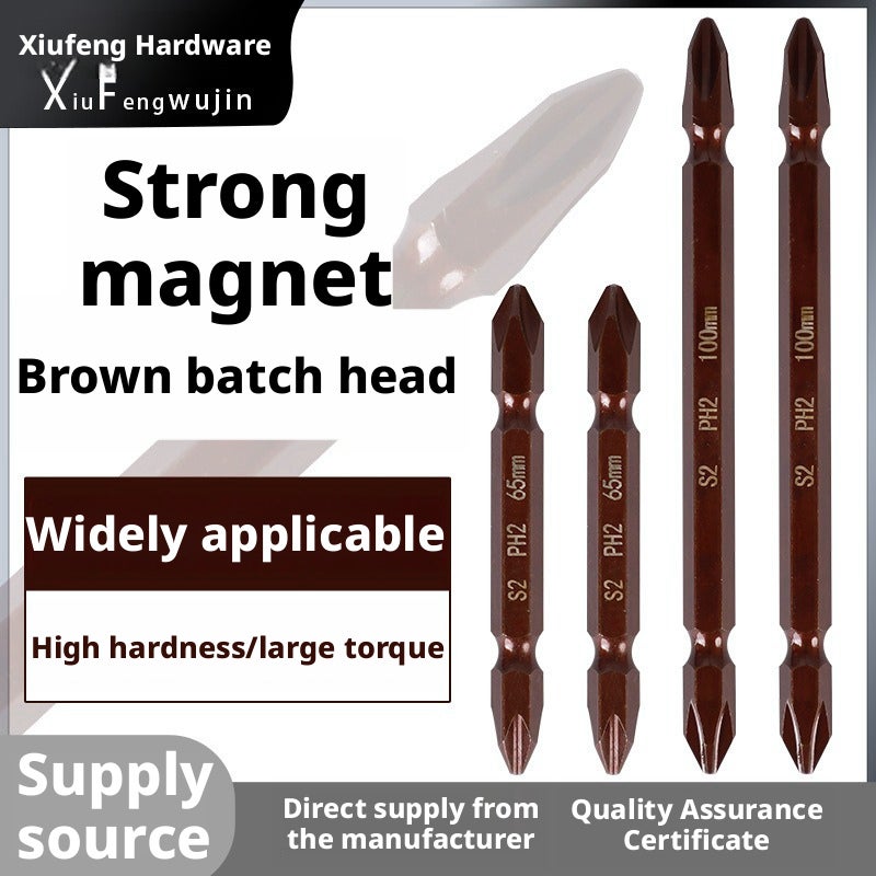 High Hardness Magnetic Double-Ended PH2 Phillips Screwdriver Bit with Hex Shank 65-300mm - Image 1