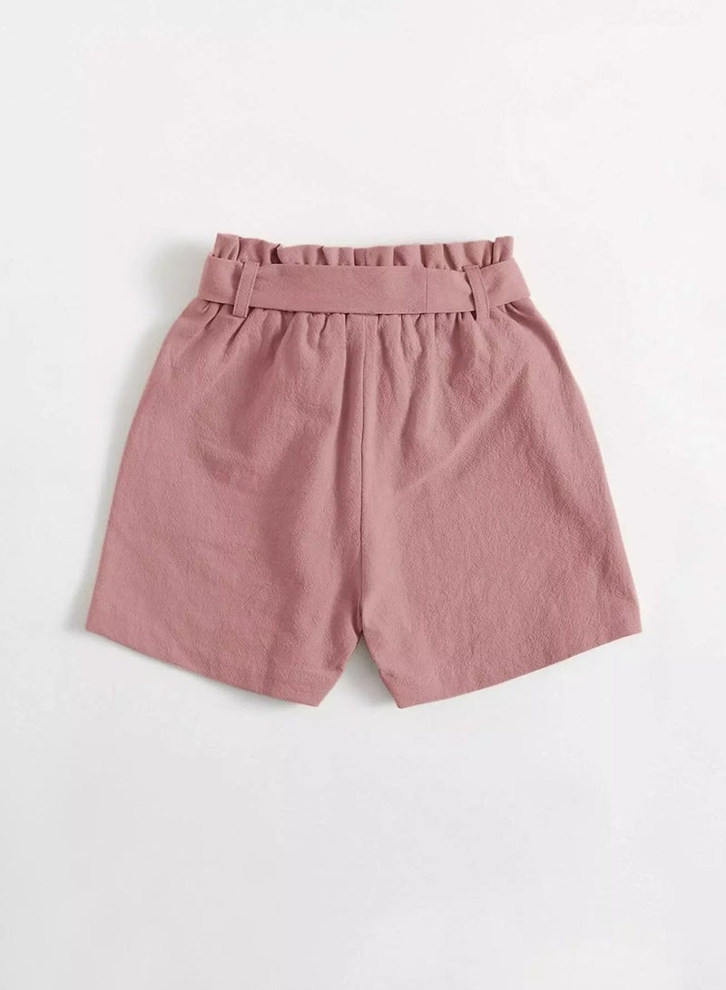 Toddler Girls Paperbag Waist Belted Shorts - Image 2