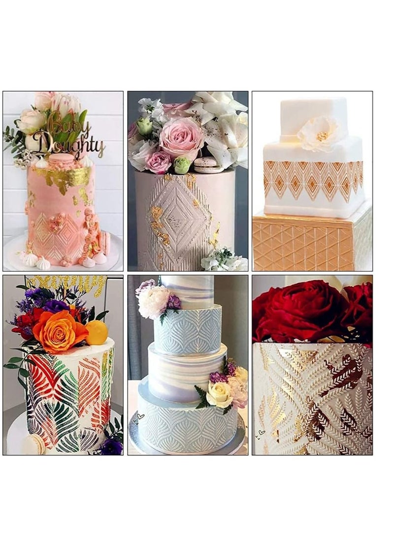 KASTWAVE 3 قطع من استنسل تزيين الكيك، قوالب بلاستيكية لرش قوالب الكيك على شكل زهور، قوالب تزيين الحلوى والفوندان - Image 2