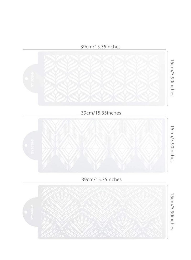KASTWAVE 3 قطع من استنسل تزيين الكيك، قوالب بلاستيكية لرش قوالب الكيك على شكل زهور، قوالب تزيين الحلوى والفوندان - Image 3