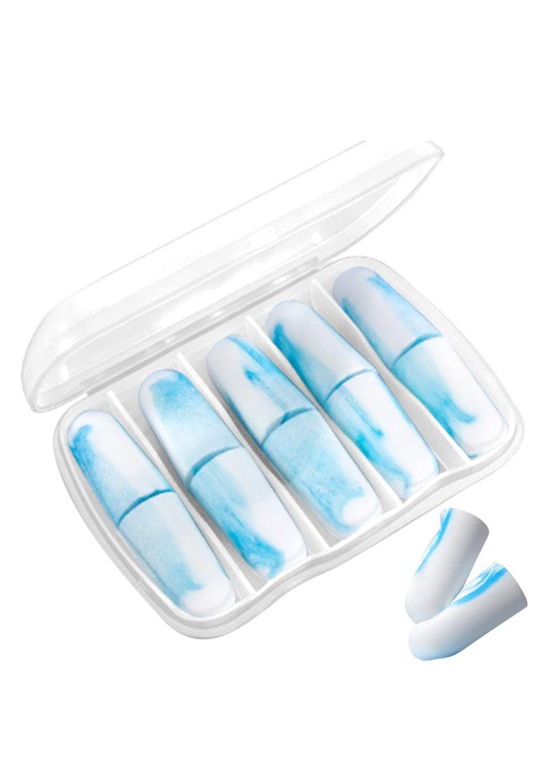 Oasisgalore - 5 Pairs of Blue Memory Foam Earplugs, Ergonomic Noise-Cancelling Sleep Aids - Image 1