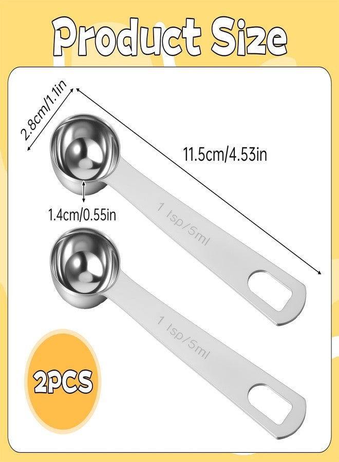 Macuezu 2 Pcs Teaspoon Measuring Spoons, Stainless Steel Short Design Kitchen Tools for Precise Cooking, 1/3 Tablespoon 5ml Kitchen Gadgets for Precise Measurement, Baking - Image 2