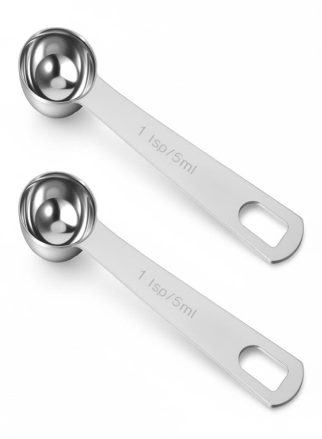 Macuezu 2 Pcs Teaspoon Measuring Spoons, Stainless Steel Short Design Kitchen Tools for Precise Cooking, 1/3 Tablespoon 5ml Kitchen Gadgets for Precise Measurement, Baking - Image 1