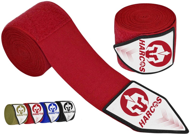 Harcos Breathable Boxing Hand Wrap Inner Gloves Elasticated Thumb Loop Bandages,Men Women Mitts Straps Wrist Protection Muay Thai (Red, 180 Inches (4.5 Meter)) - Image 1